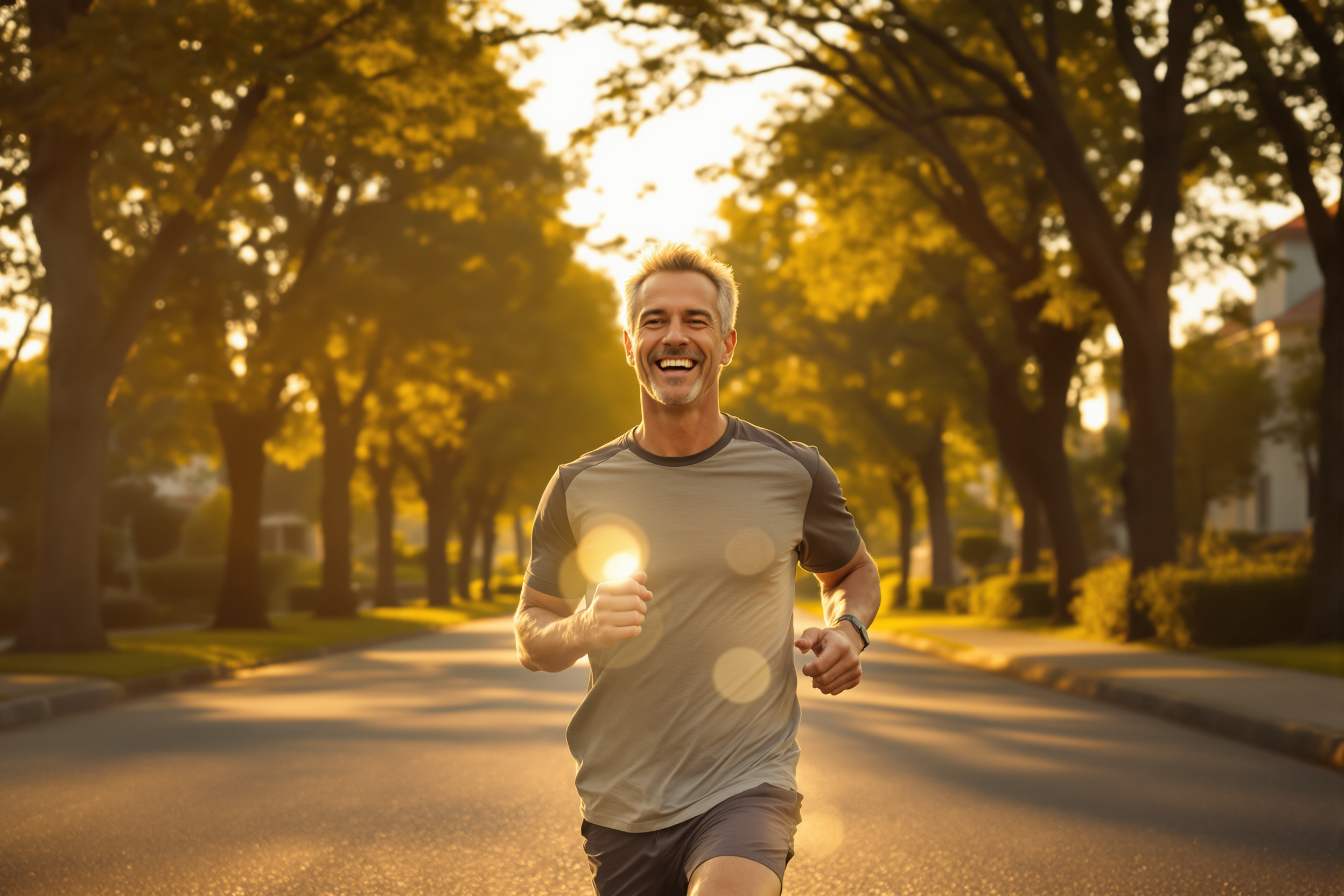 A runner taking a quiet pause on a tree-lined path