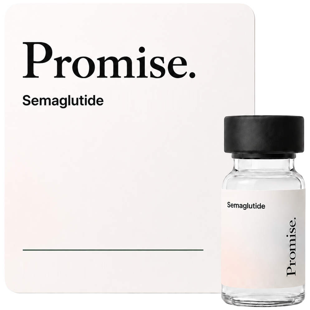 Promise Semaglutide vial and product card