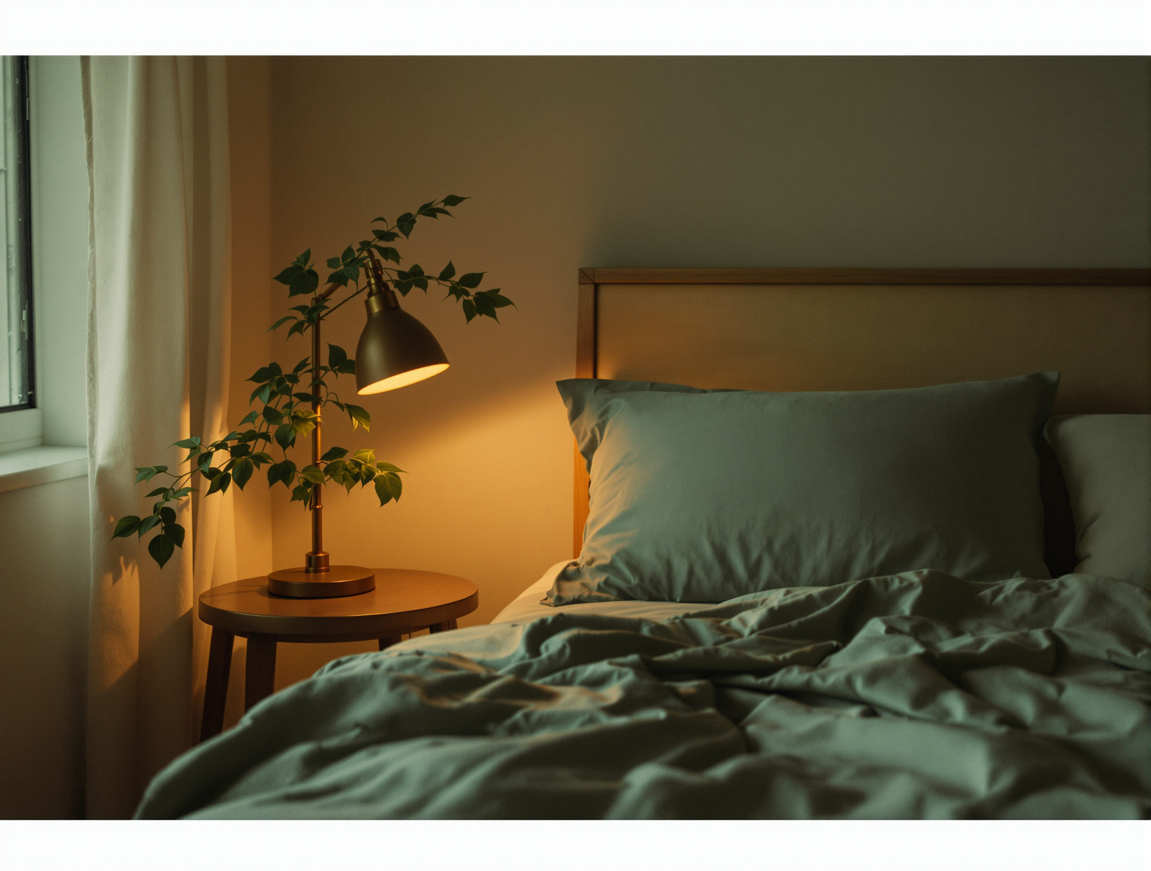 Calm bedroom at twilight